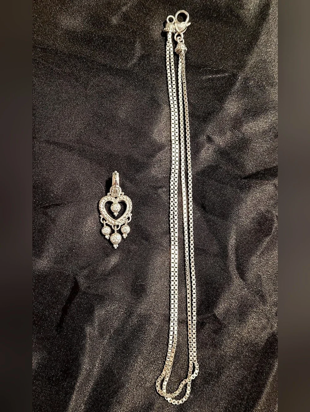 Judith Ripka, Rare Find,  Signature Textured Sterling Silver Heart-themed CZ 18